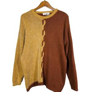 Vintage MJ Carroll Silk Angora Sweater Long Sleeve SOFT Tan Brown - XL